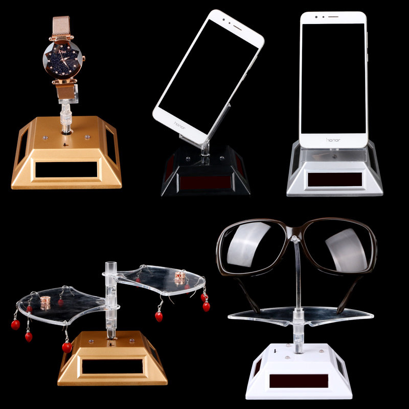 极速太阳能转盘手镯架子首u饰玉器手串手链托盘饰品手机眼镜旋转