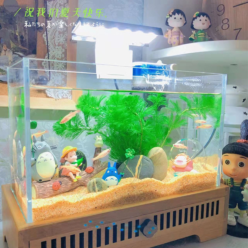 极速宫崎骏鱼f缸造景微景观装饰摆件沉水创意龙猫小梅豆豆龙水底