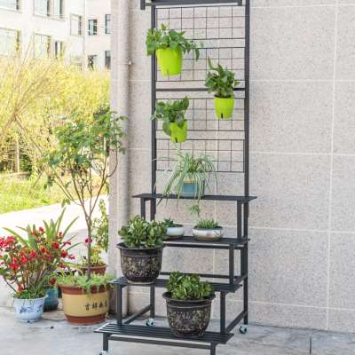 极速阳台花架爬藤架户外庭院落地式E多层阶梯移动带轮室内铁艺花