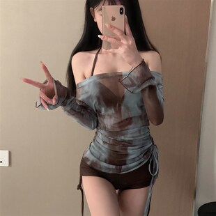 极速泳衣女分体罩衫 温泉度 m三件套比基尼钢托聚拢性感高腰平角裤