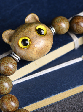 极速绿檀DIY配饰款o莲花小猫配饰六方珠佛珠手串手串文玩男女款饰