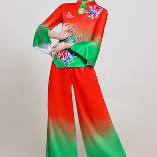极速2025新款广场演出服中国扇子舞秧歌J鼓舞舞蹈中老年古典舞表