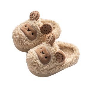 极速儿童棉拖鞋男童女童室内毛毛家居F鞋可爱卡通小羊小童宝宝拖