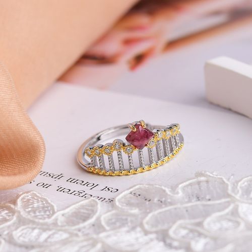 极速天然碧玺纯银戒指z 女款活口镶嵌 D125