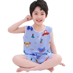 极速男孩棉球g男宝夏天睡衣男款儿童女款夏季粘稠五岁女孩无袖小