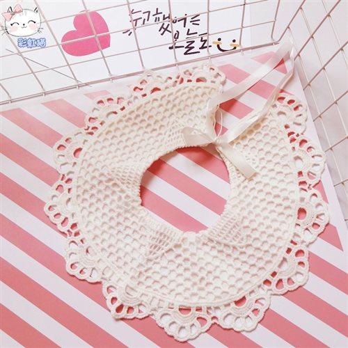 极速刺绣蕾丝公主系带p360宝宝口水巾婴幼儿镂Z空围嘴假领