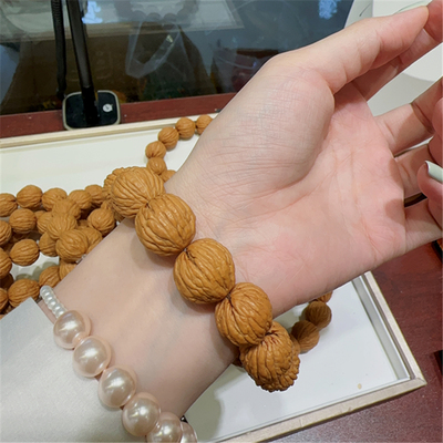 极速猴头核桃手串 天然无修凤羽原籽单C圈文玩佛珠男 17mm TY718