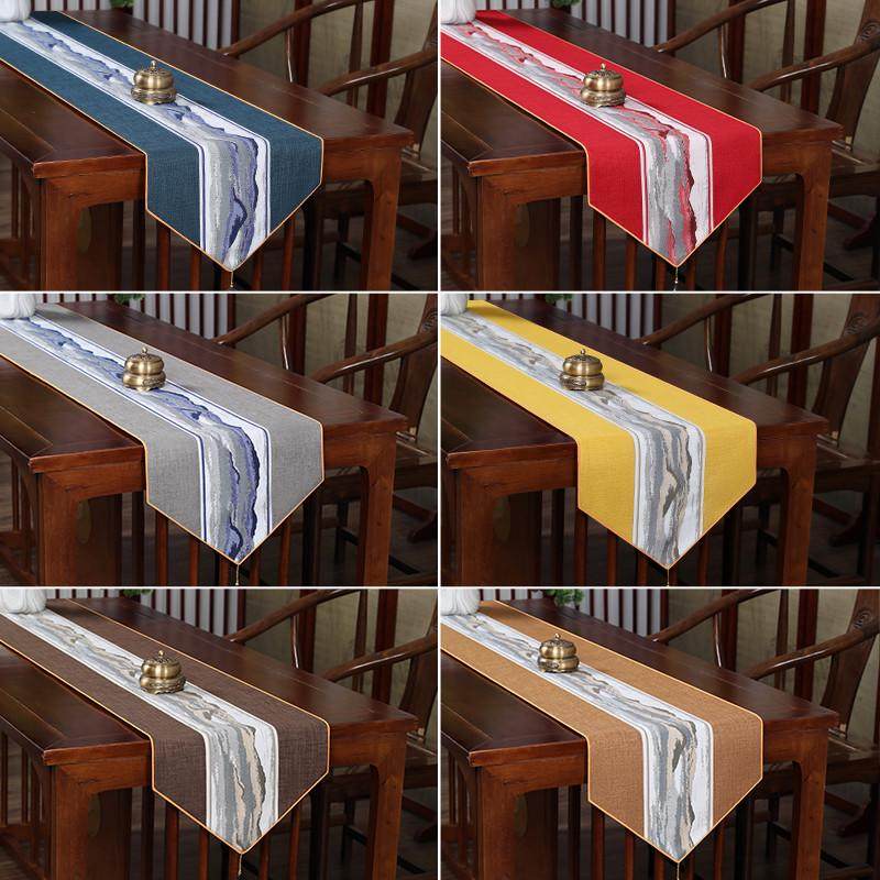 中式桌旗茶席茶几桌布蓝色长条布艺茶台茶桌垫布盖布床尾巾,居家布艺,桌布,淘宝优惠券,粉丝福利购,淘宝优惠卷