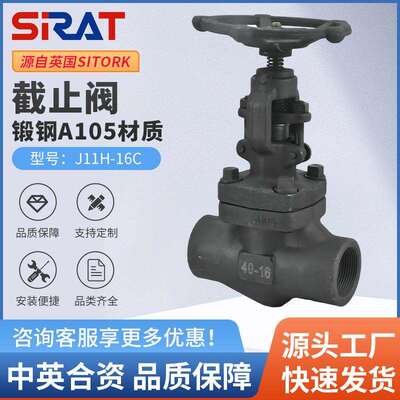 J11H-16C25C高温蒸汽导热油A105锻钢内螺纹丝扣截止阀DN152025