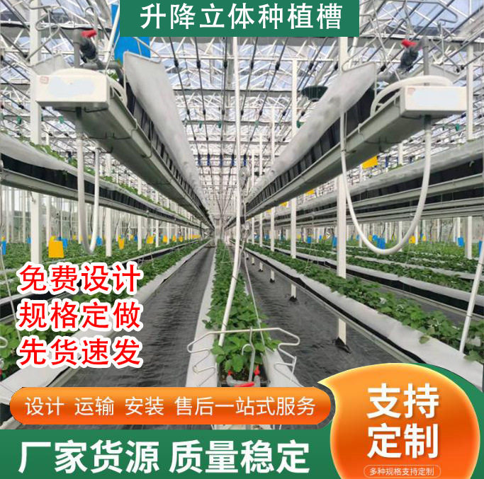空中草莓升降立体种植槽 空中无土栽培花卉蔬菜种植箱大棚高架图片