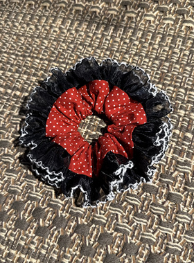 null的花园 红色原创法式复古港风红色波点发圈jellycat娃衣