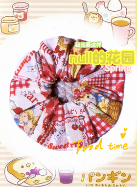 null的花园 小红帽 日本进口布料红色复古大肠发圈