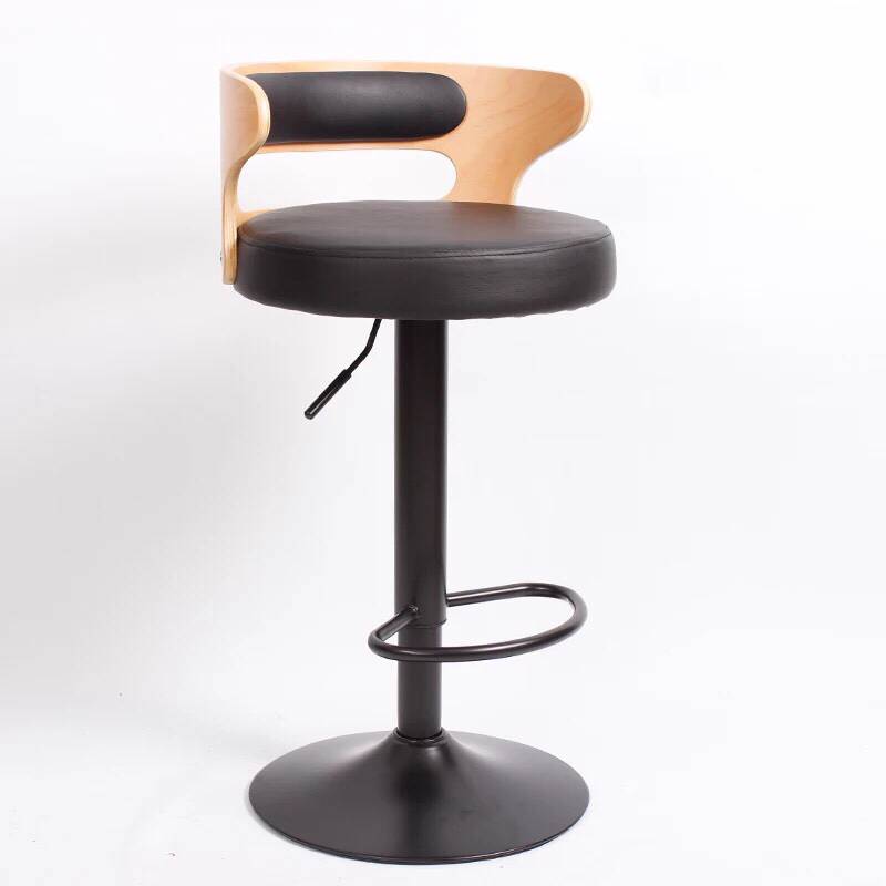 欧式实木吧台椅酒吧椅升降旋转前台靠背椅子收银吧凳转椅高脚桌椅