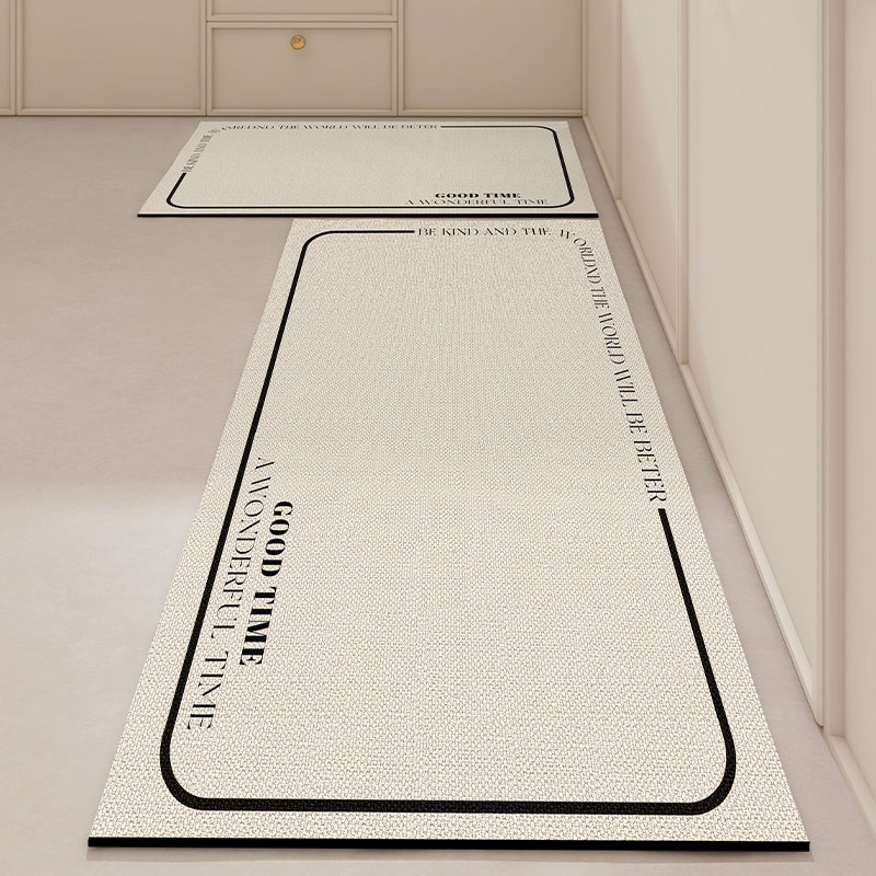 奶油风厨房垫吸水地垫吸油防滑脚垫简约专用抗污防脏地毯长条免洗