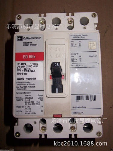 Cutler Hammer塑壳断路器 ED3125 125 a
