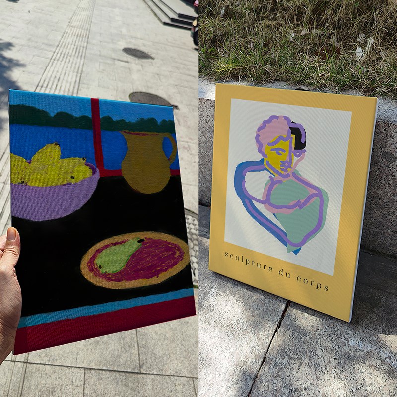 波兰艺术抽象无框画餐厅卧室客厅墙壁装饰挂画温馨奶.油风帆布画图片