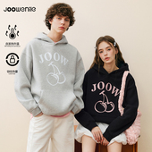 JOOWENILE连帽灰色卫衣男女运动重磅美式 加绒加厚宽松情侣装 上衣