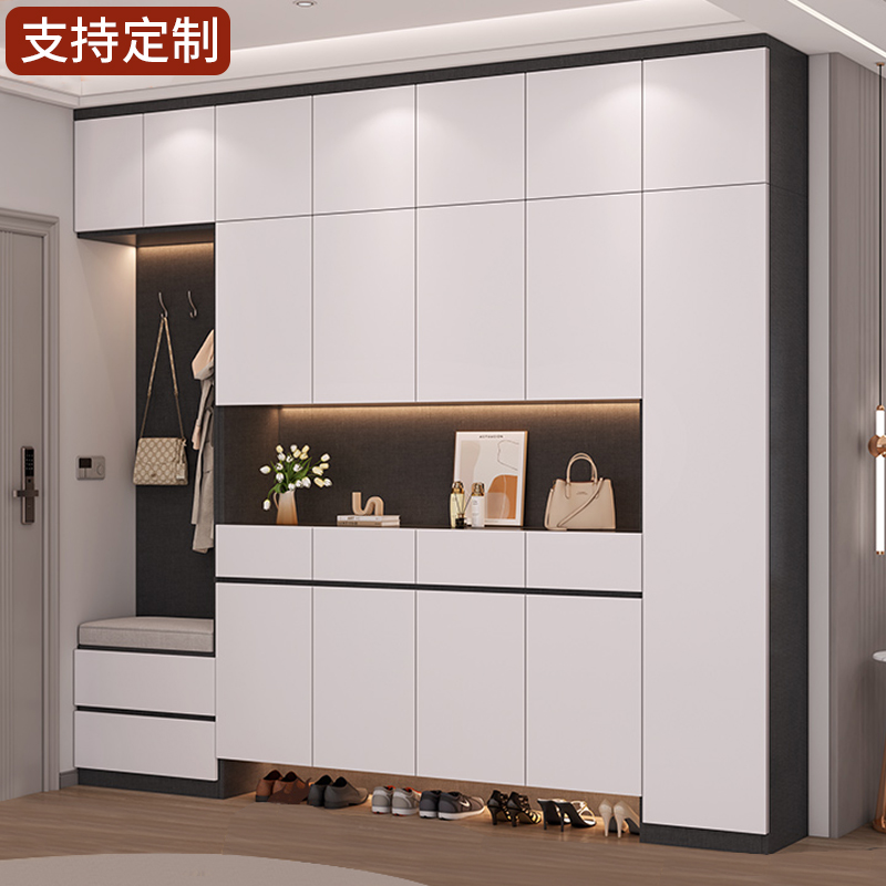 实木鞋柜家用门口坐凳一体定制