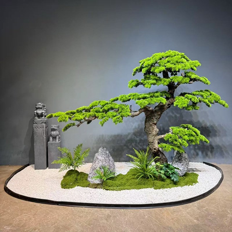 仿真绿植假树装饰迎客松新中y式室内楼梯下景观落地绿植装置景观