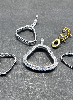 S925纯银小佛公提溜银托小尺寸一字万能扣佛公银托不褪色防掉钻