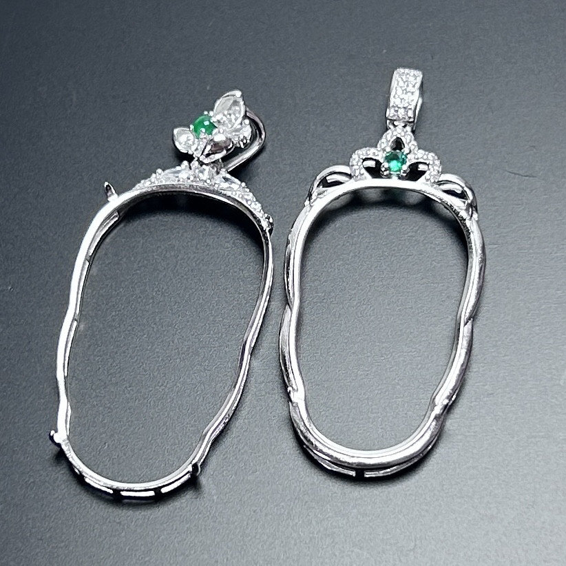 S925纯银树叶空托简单款不掉钻叶子银托可调型树叶简约时尚银空托