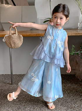 汉服女童国风套装夏2026新款儿童唐装洋气女宝新中式无袖夏装薄款