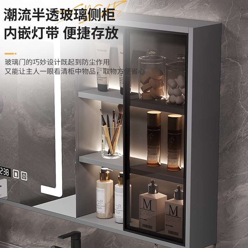 轻奢浴室柜一体盆现代简约洗脸盆洗手台盆柜组P合实木卫生间洗漱