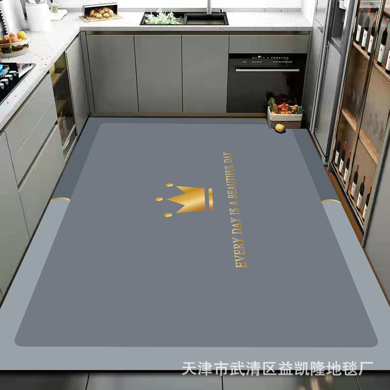 免洗厨房地垫满铺耐脏吸水吸油防滑硅藻泥地垫大面积家用餐厅脚垫
