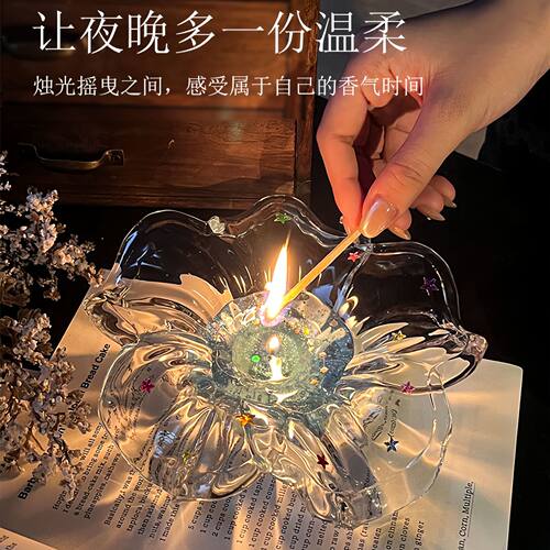 新款热销琉光花语无火香薰蜡烛礼