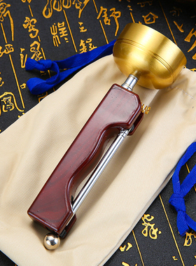 纯铜自动引磬铜罄伸缩引庆法器木鱼助功课用品长引罄清脆厚重引罄
