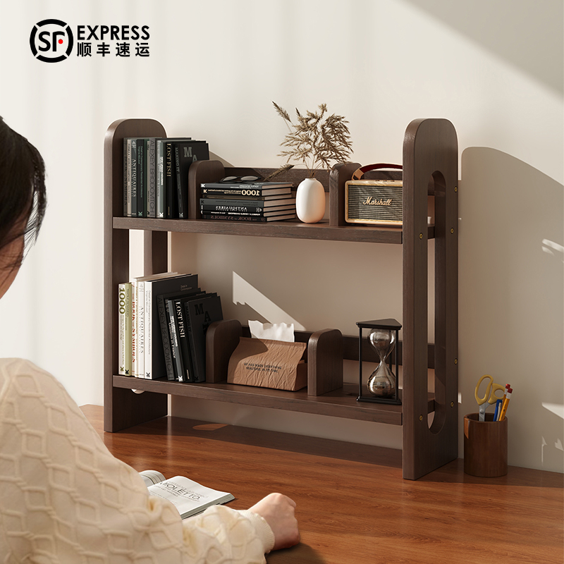 书架桌面置物架实木可调节移动书立架学生简易小型柜子收纳整理书