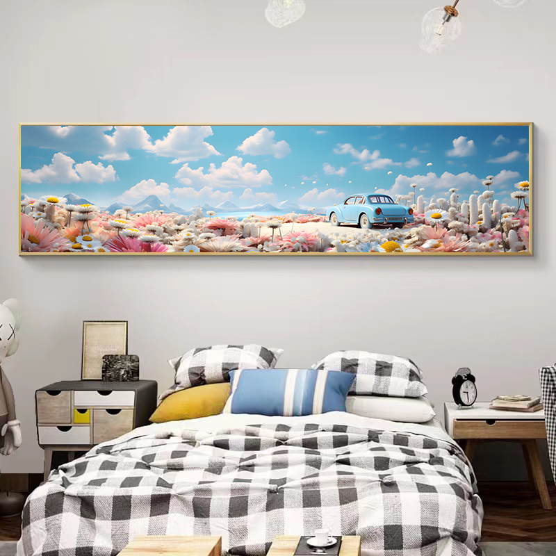 儿童房牀头装饰画男孩卧室房间背景墙挂画男童女童小火车卡通墙面