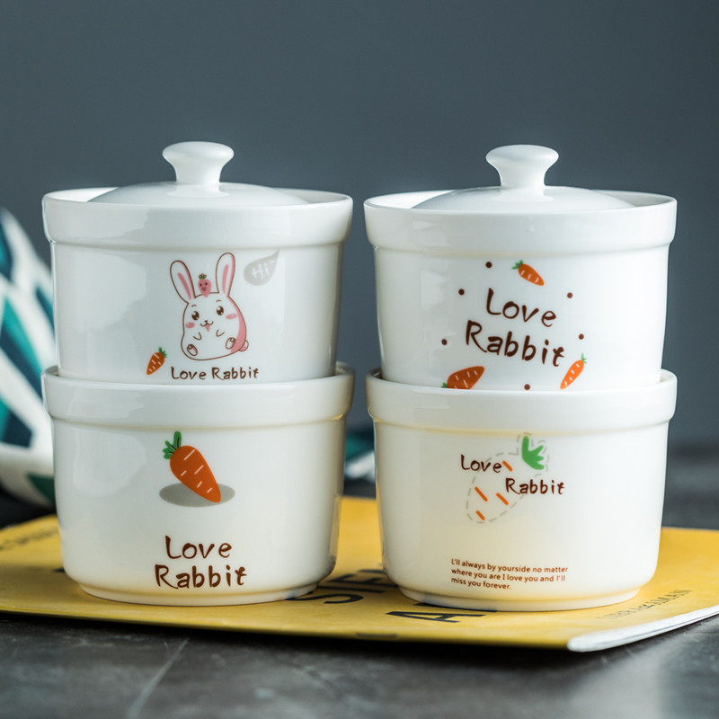 陶瓷炖盅带盖隔水炖家用内胆炖罐迷你蒸蛋盅燕窝补品一人份炖汤盅