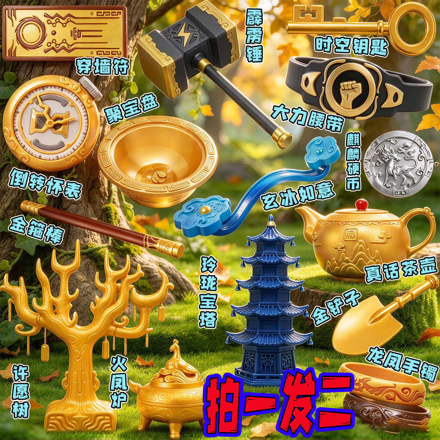 熊出没之神奇宝物周边许愿树火凤炉金铲子3d打印手办模型摆件玩具