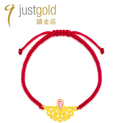 justgold镇金店繁花足金黄金手绳手链1222971Y