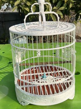 新款ABS塑钢鸟笼平顶圆形家用绣眼黄雀鹦鹉养殖笼特价鸟笼大全