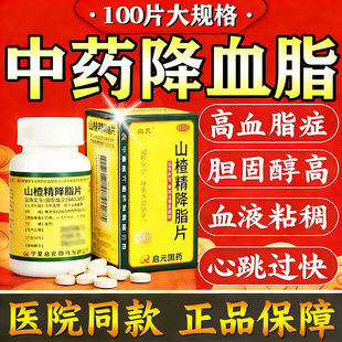 启元山楂精降脂片官方正品消积化瘀高血脂症中药治疗降脂100片