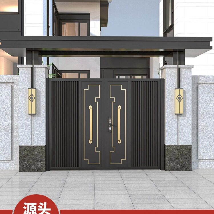 别墅大门农村自建房庭院大门双开门铝合金花园门子母门电动平移门