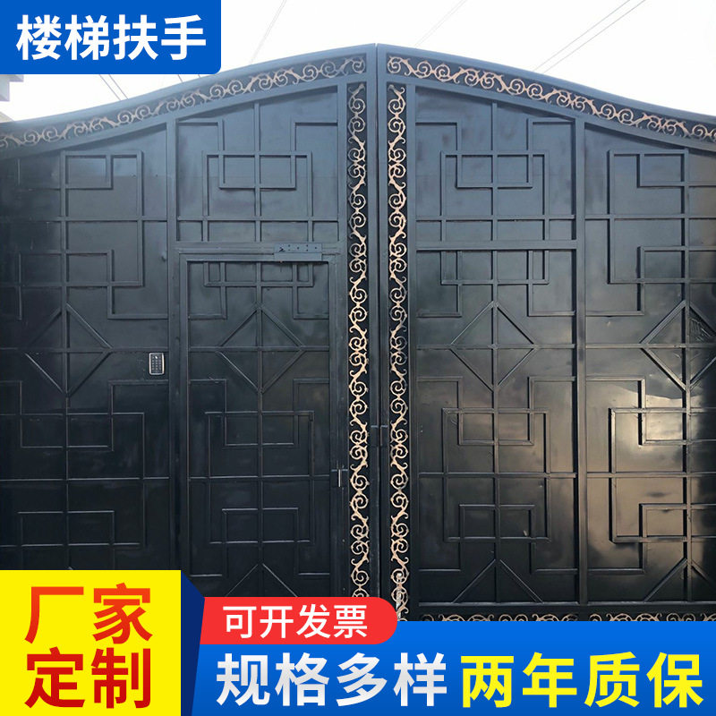 小区工厂铝合金铁艺大门别墅庭院欧式双开入户大门不锈钢防盗门