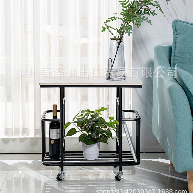 北欧沙发边桌轻奢小茶几小方桌角几移动带轮边几推车收纳现代简约