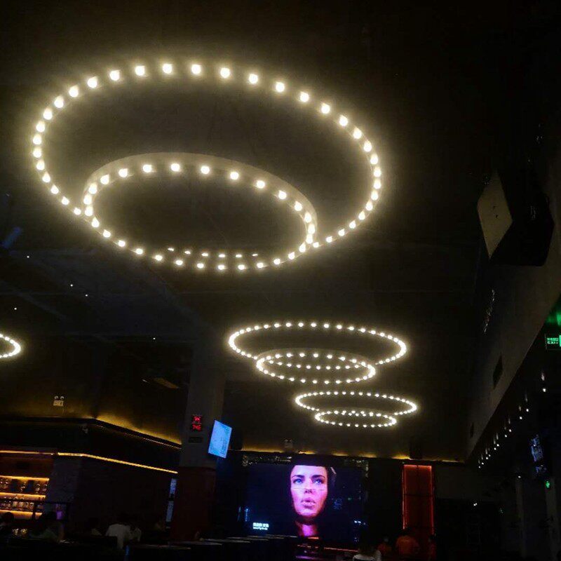 公社酒吧连锁店吊灯工业风音乐酒吧大吊灯餐厅灯空心大圆大堂灯具