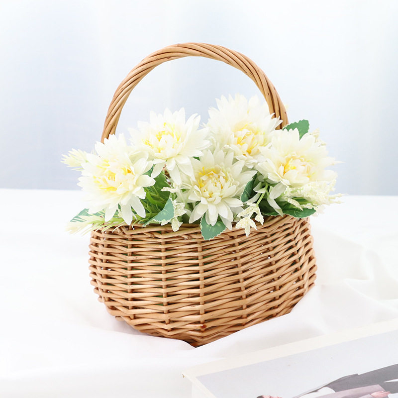 编织超市水果篮收纳篮面包篮家居小收纳篮子植物编织摆件装饰花篮