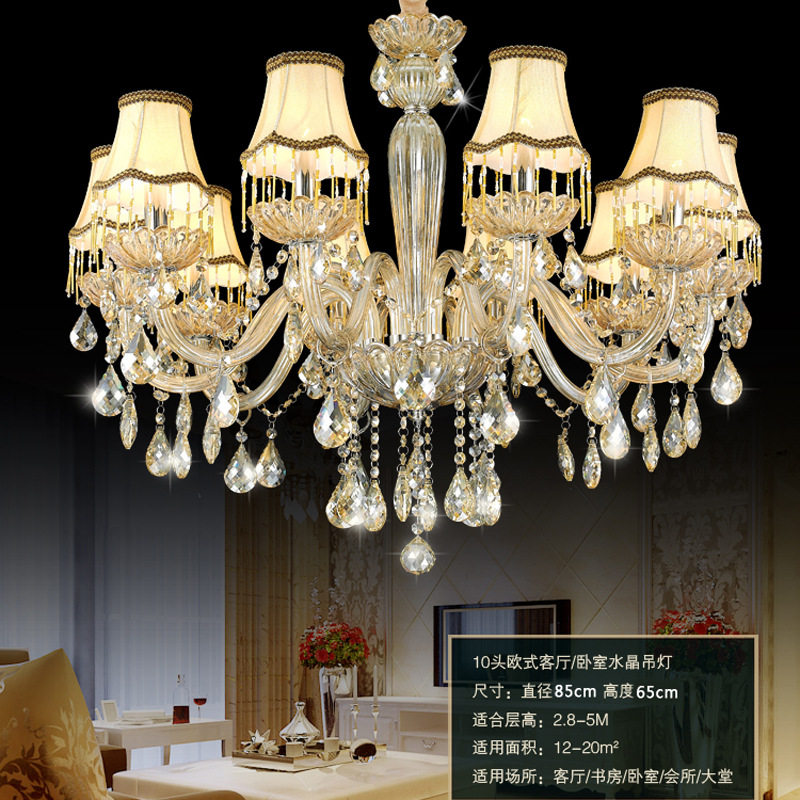 欧式客厅灯水晶灯美式卧室餐厅灯具轻奢别墅蜡烛灯大气复式楼吊灯