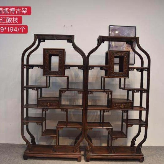 红木大红酸枝交趾黄檀博古架