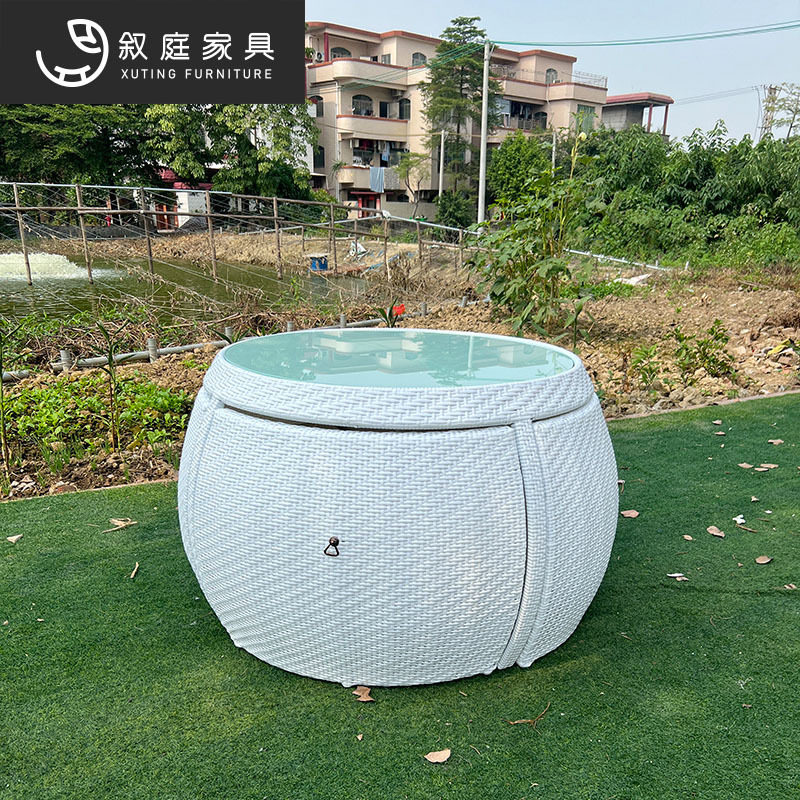 户外南瓜桌椅庭院民宿露台防水防晒藤编圆形创意收纳户外茶桌家具