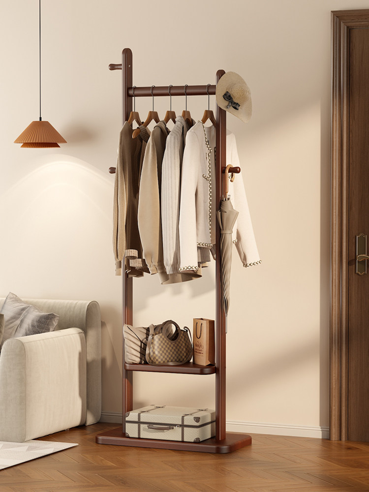 中式实木挂衣架落地卧室家用衣帽架房间小型不占空间挂衣服的架子