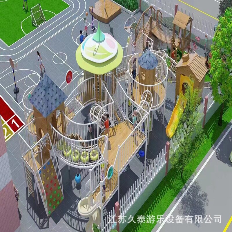 儿童户外游乐设备无动力爬网秋千非标大型钻洞攀爬幼儿园滑梯厂家