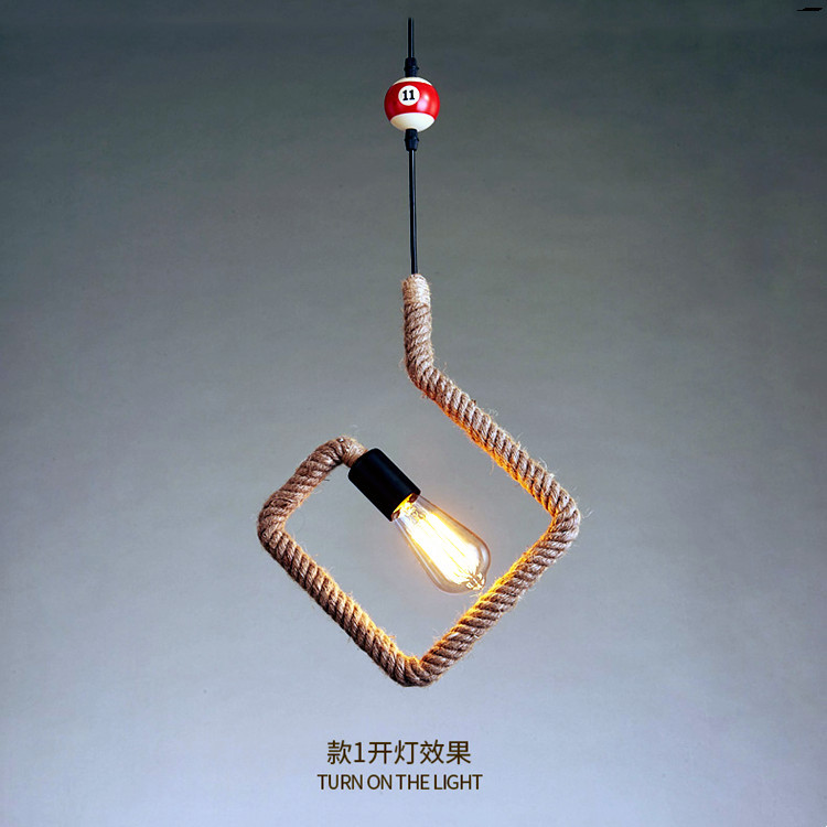 美式复古创意麻绳吊灯酒吧KTV台球城商场个性铁艺工业风桌球吊灯