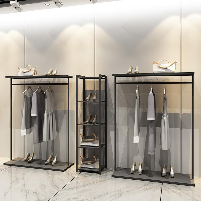 服装店展示架落地式衣帽架现代双板货架挂衣架侧挂正挂鞋帽包架子