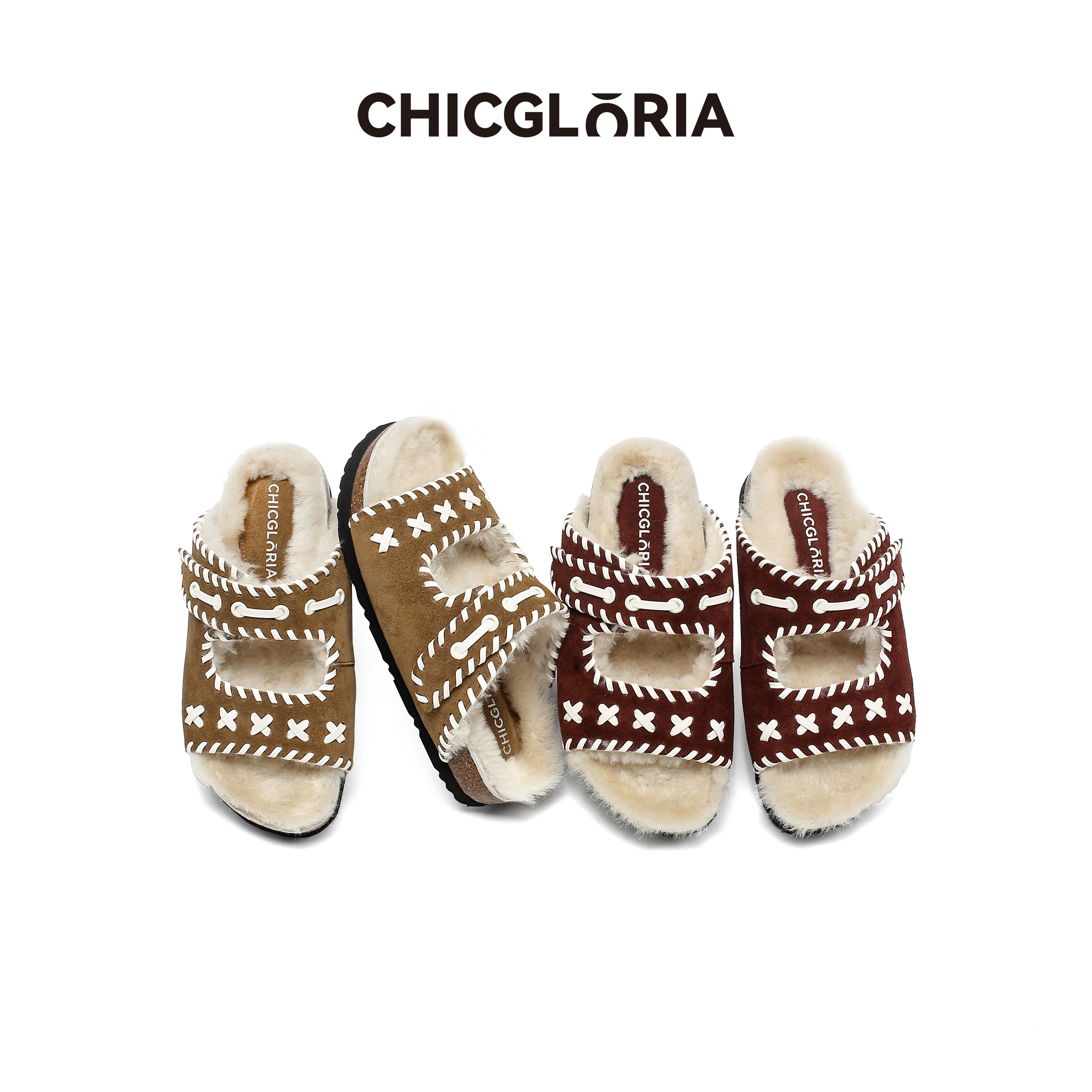 复古羊毛内增高勃肯鞋